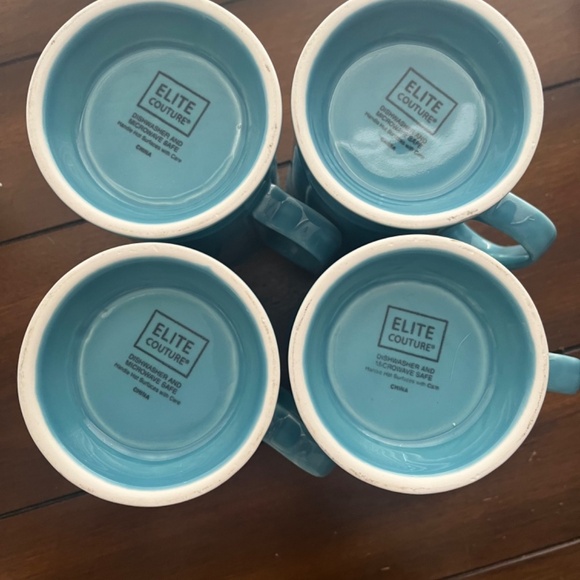 Xtra large mugs Turquoise 14 oz coastal cottage coffee tea chocolate cups - Picture 7 of 8